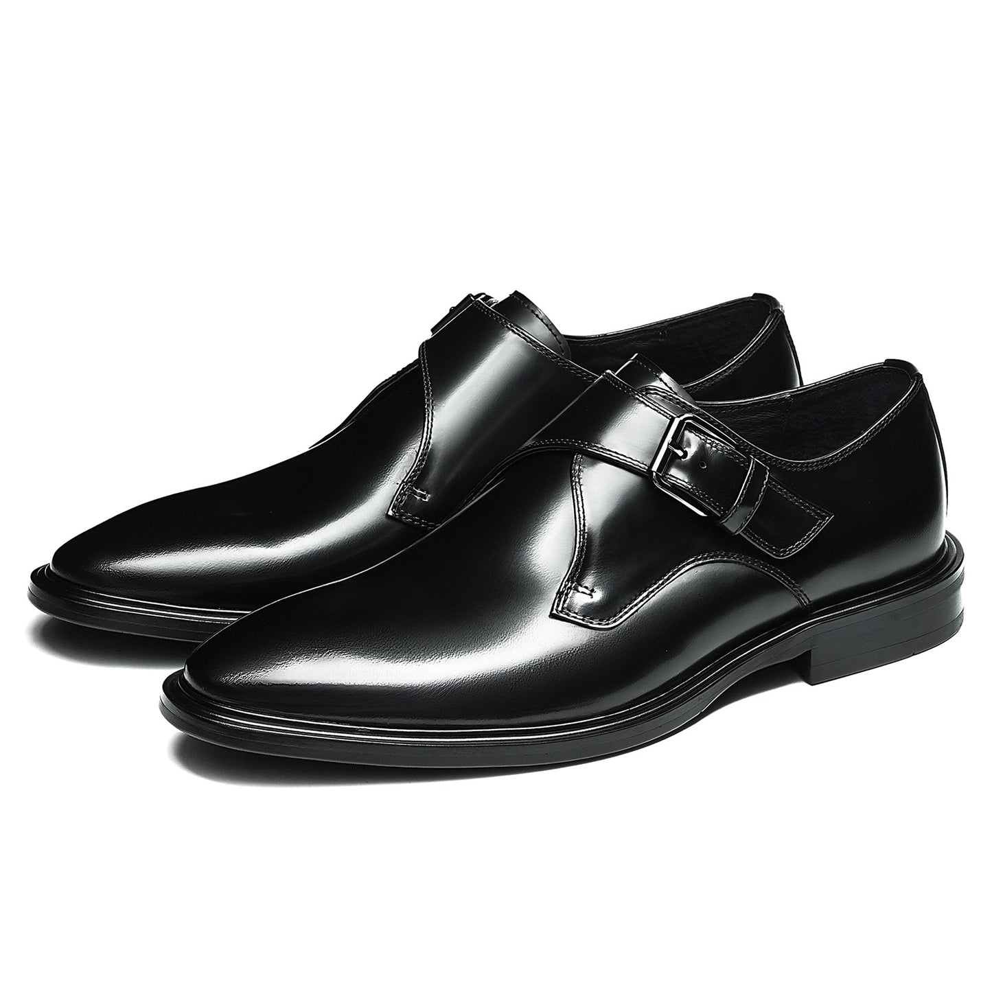 Men's Monk Strap Dress Shoes Glossy Leather