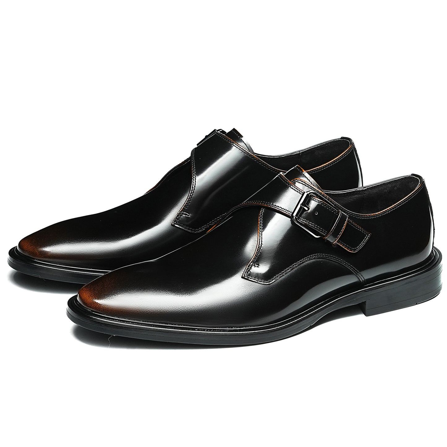 Men's Monk Strap Dress Shoes Glossy Leather