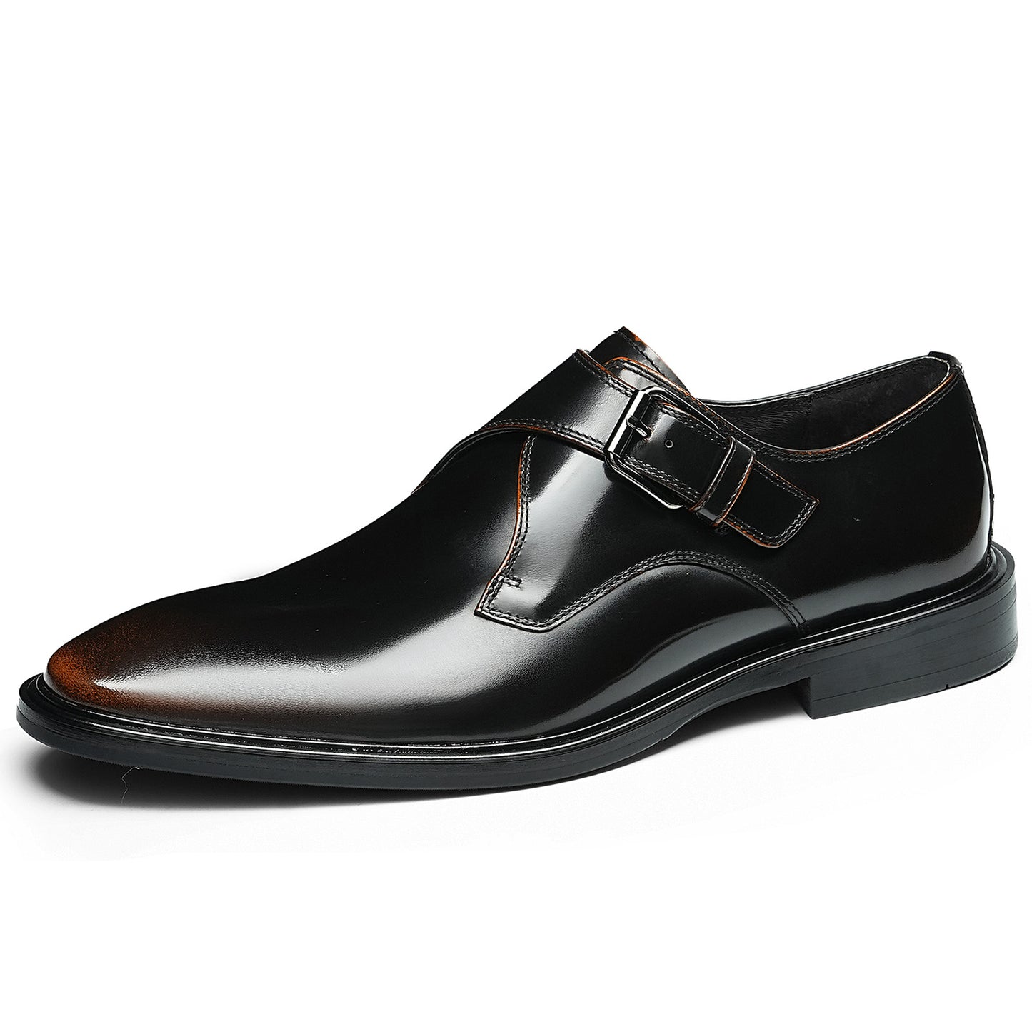 Men's Monk Strap Dress Shoes Glossy Leather