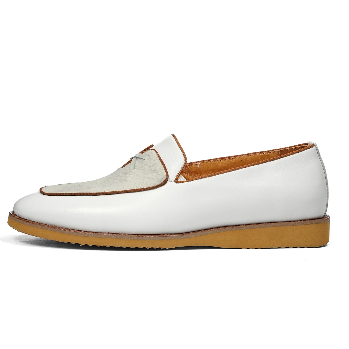 Men's Contrast Texture Loafers with Modern Cross-Strap Detail