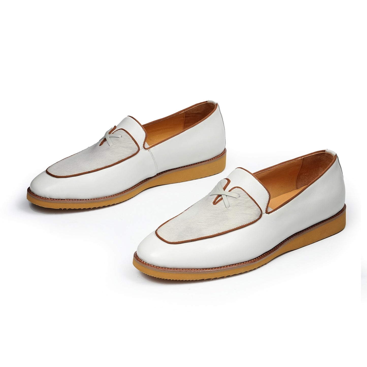 Men's Contrast Texture Loafers with Modern Cross-Strap Detail