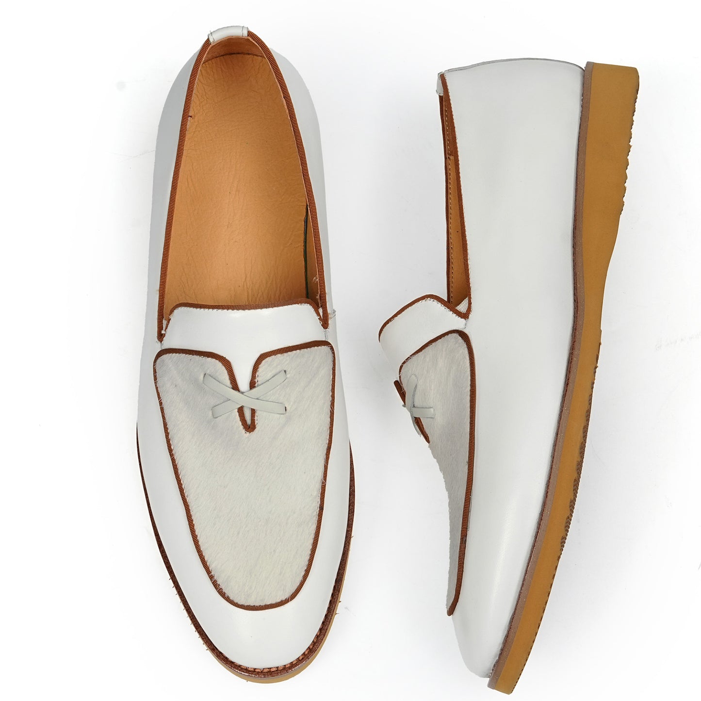 Men's Contrast Texture Loafers with Modern Cross-Strap Detail