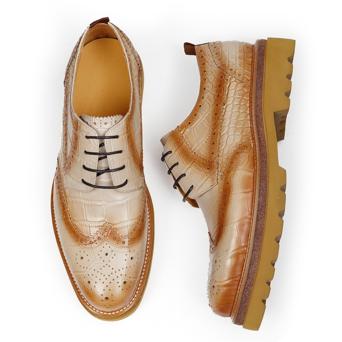 Men's Derby Shoes: Statement Lace-Up Brogue Upper & Bold Platform Sole
