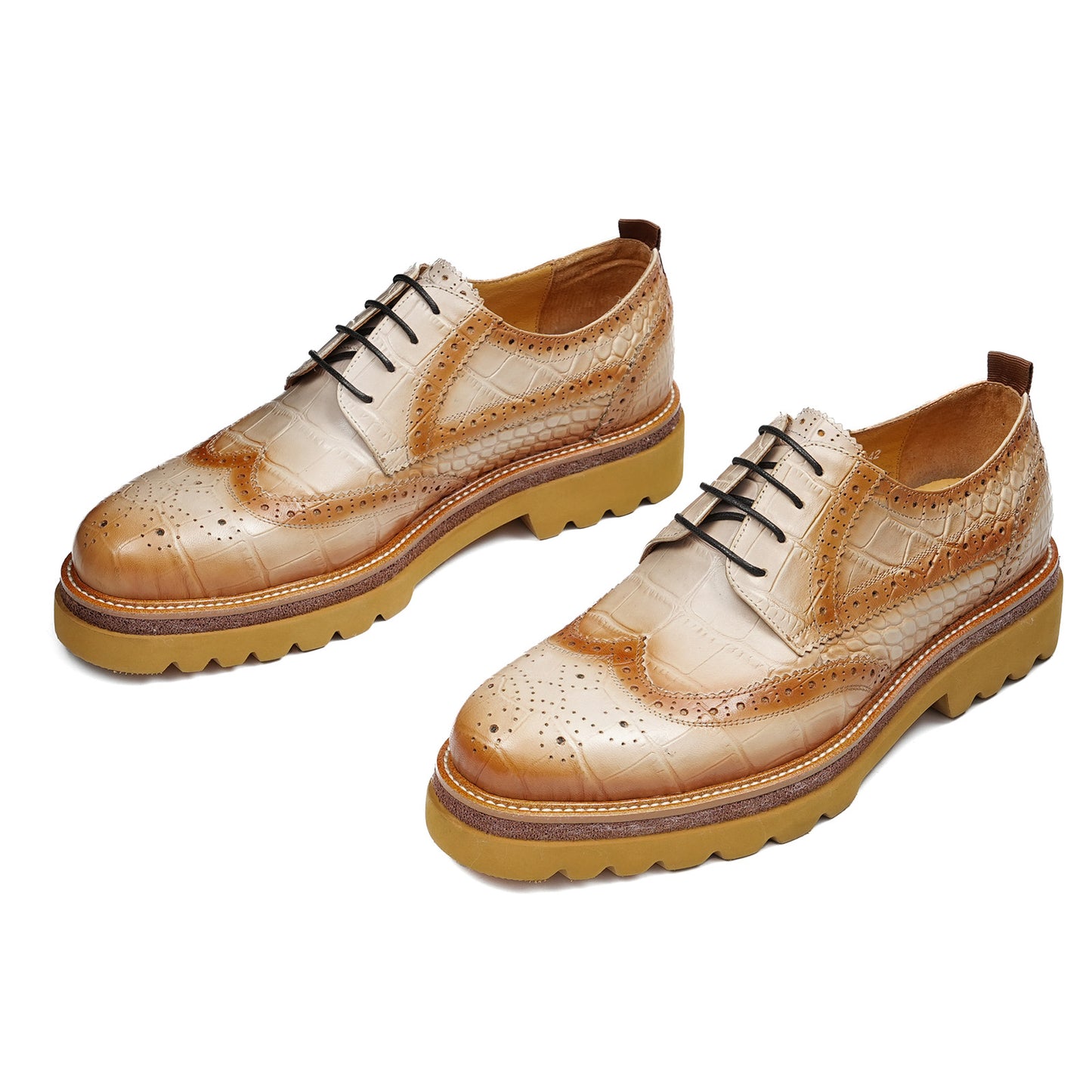 Men's Derby Shoes: Statement Lace-Up Brogue Upper & Bold Platform Sole