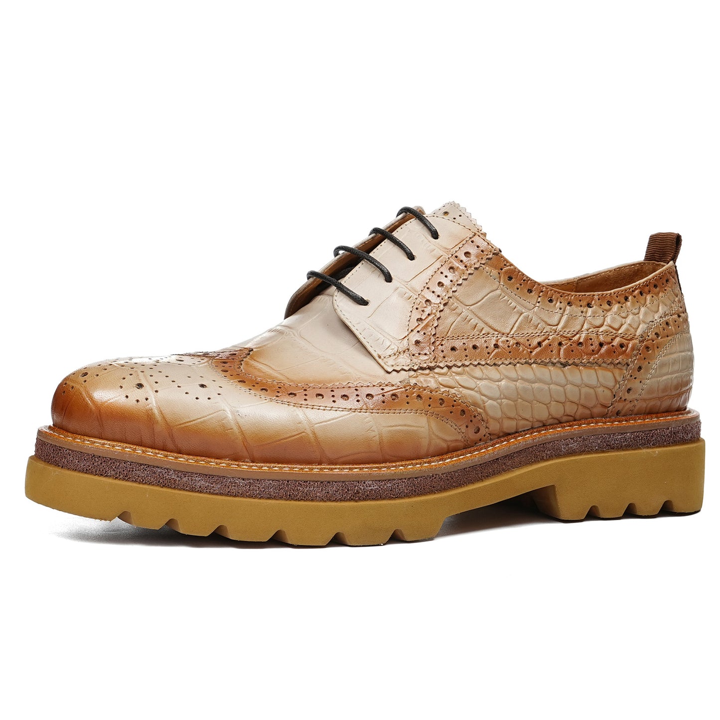 Men's Derby Shoes: Statement Lace-Up Brogue Upper & Bold Platform Sole