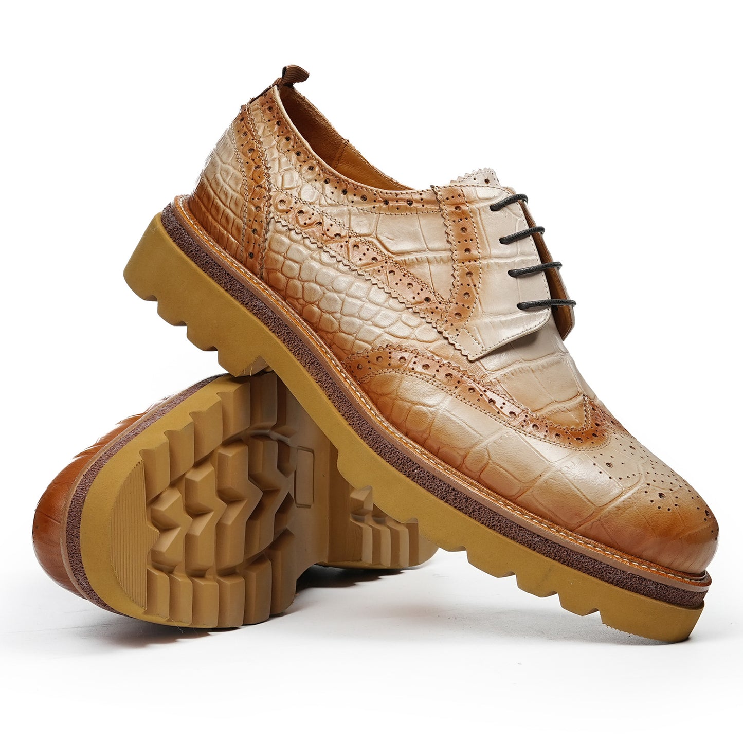 Men's Derby Shoes: Statement Lace-Up Brogue Upper & Bold Platform Sole