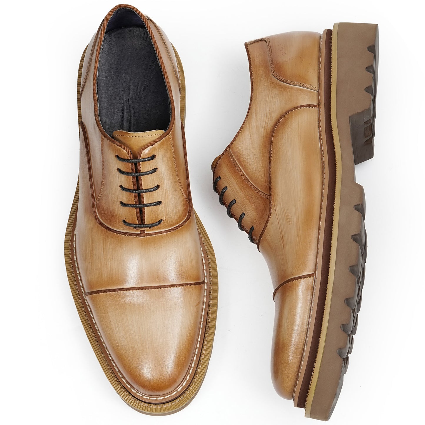 Men's Oxford Shoes: Casual Stitching & Rugged Chunky Sole