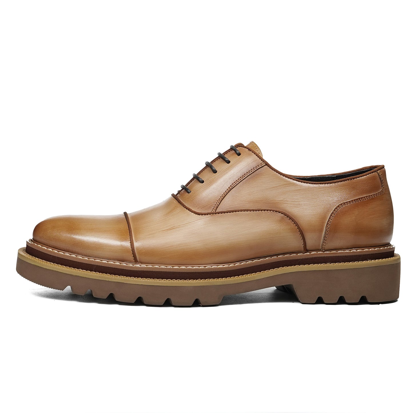 Men's Oxford Shoes: Casual Stitching & Rugged Chunky Sole