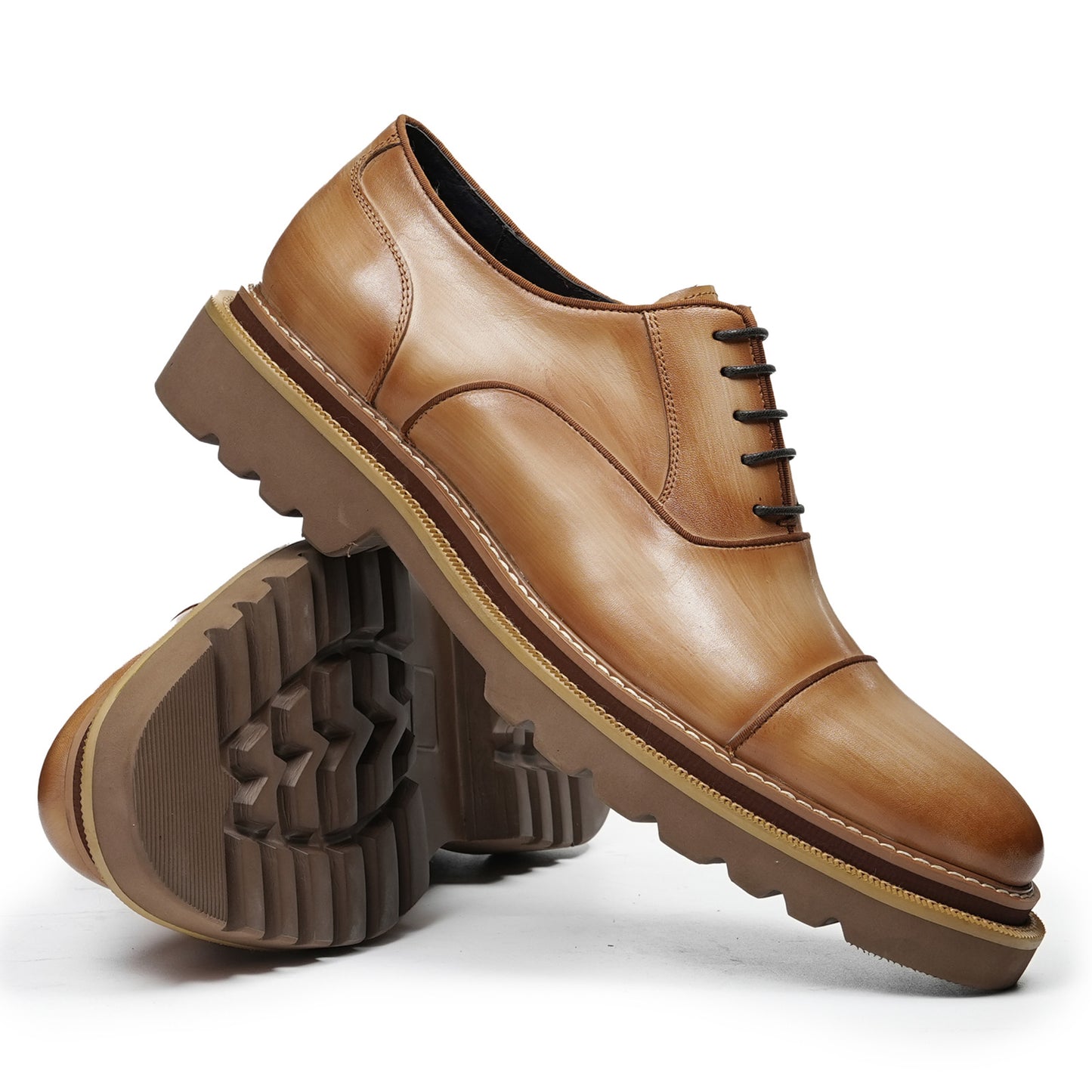 Men's Oxford Shoes: Casual Stitching & Rugged Chunky Sole