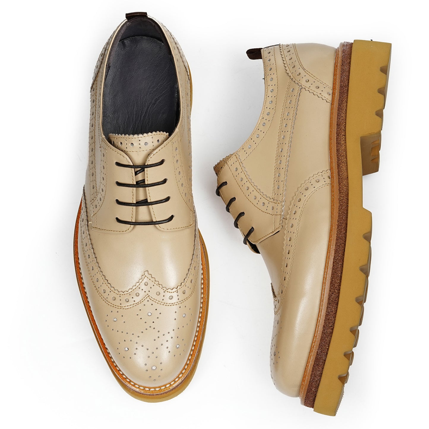 Men‘s Derbys Shoes Heritage Brogue with Ornamental Detail & Bold Sole