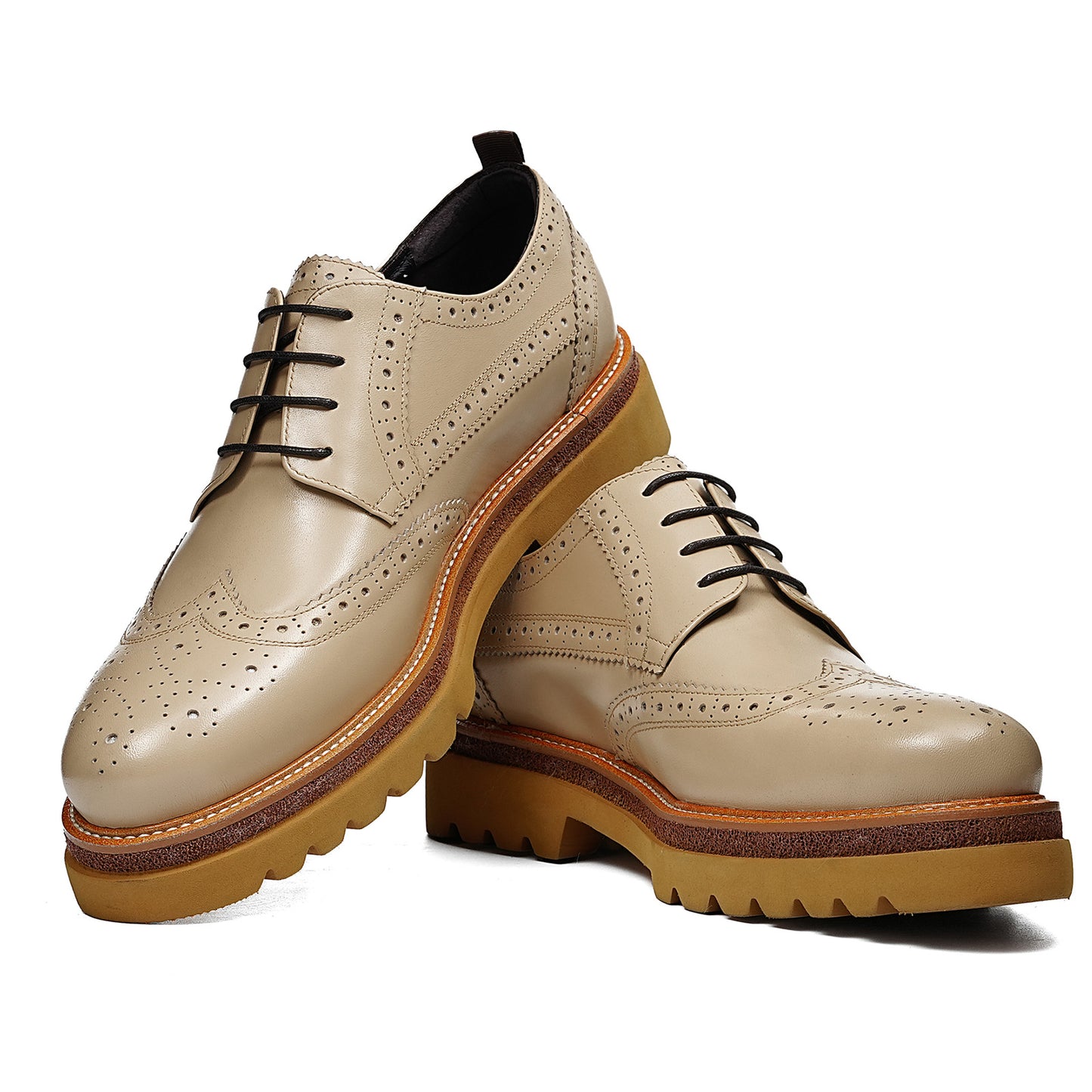 Men‘s Derbys Shoes Heritage Brogue with Ornamental Detail & Bold Sole