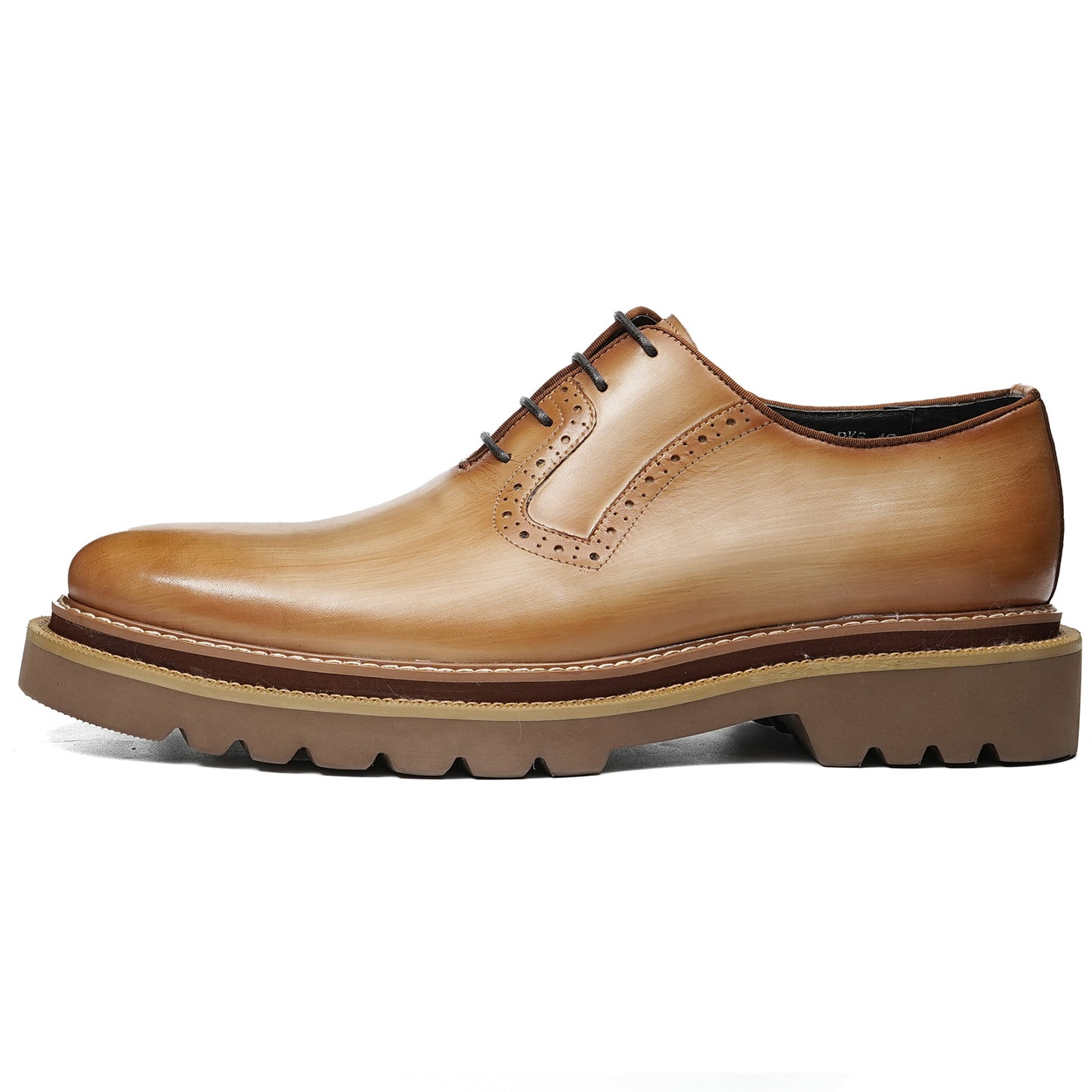 Men's Oxford Shoes with Decorative Perforations & Bold Multi-Layer Sole
