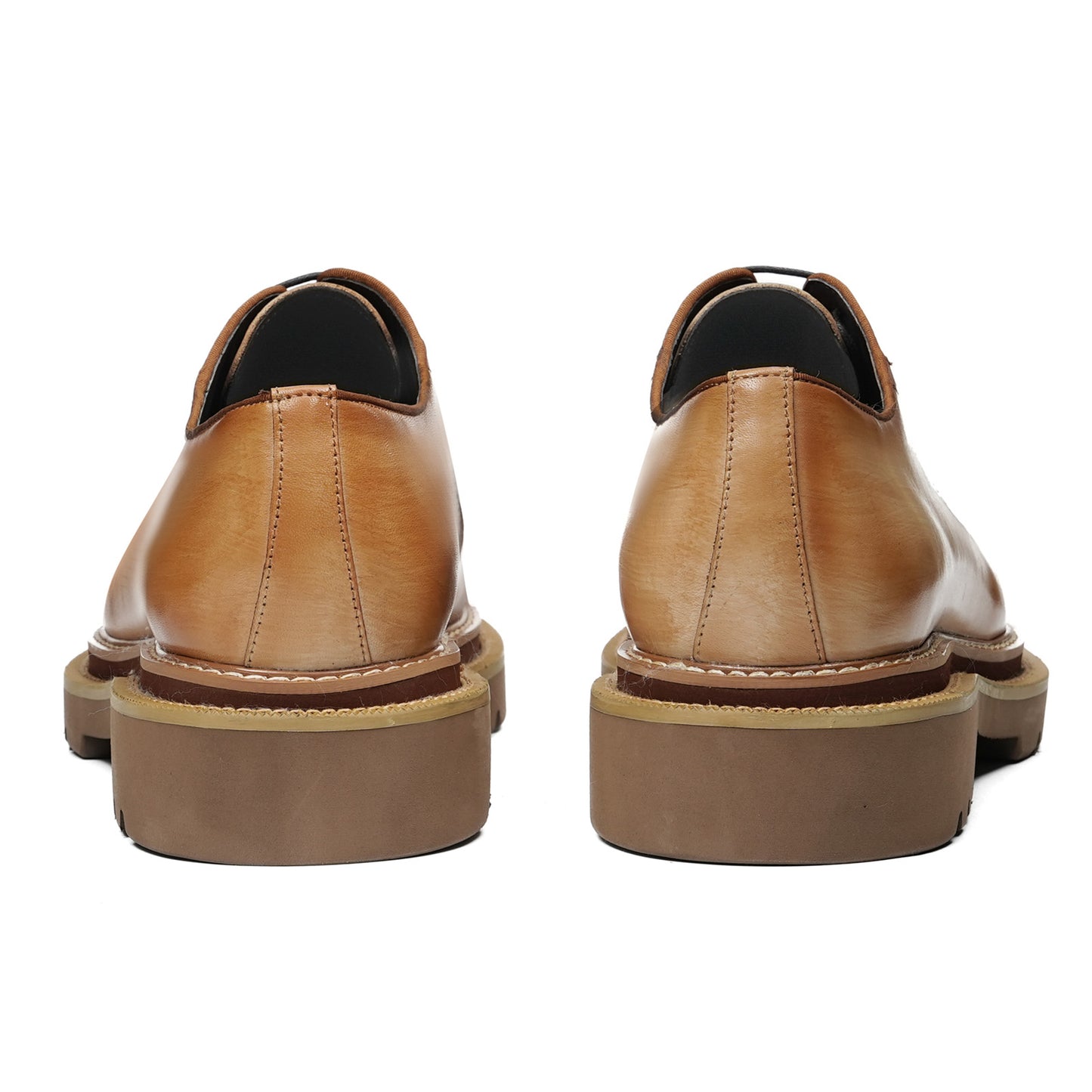 Men's Oxford Shoes with Decorative Perforations & Bold Multi-Layer Sole