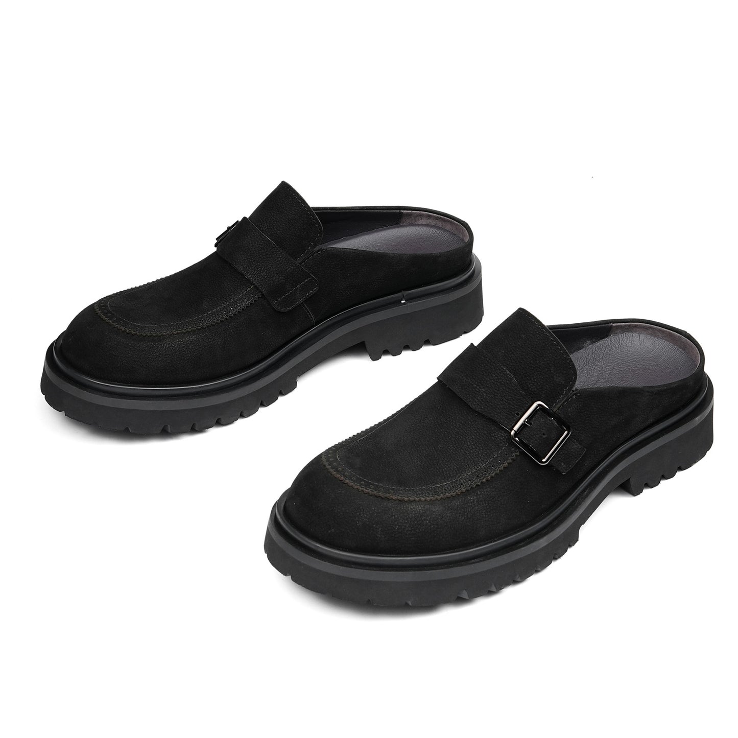 Men's Mule: Gradient Toe Buckle Detail & Chunky Sole