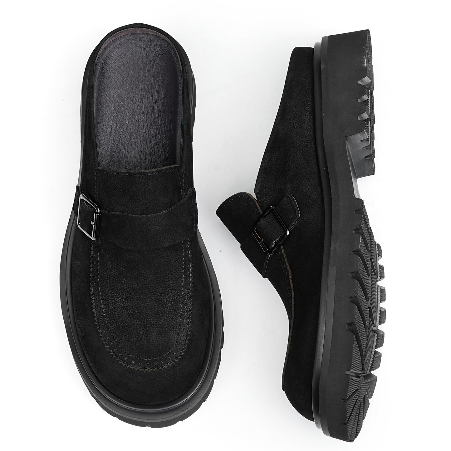 Men's Mule: Gradient Toe Buckle Detail & Chunky Sole
