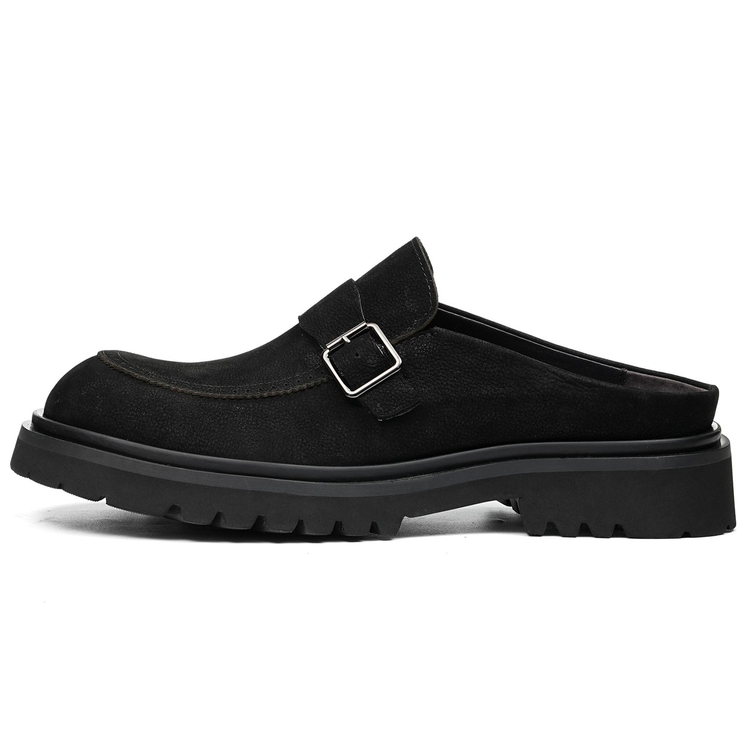 Men's Mule: Gradient Toe Buckle Detail & Chunky Sole