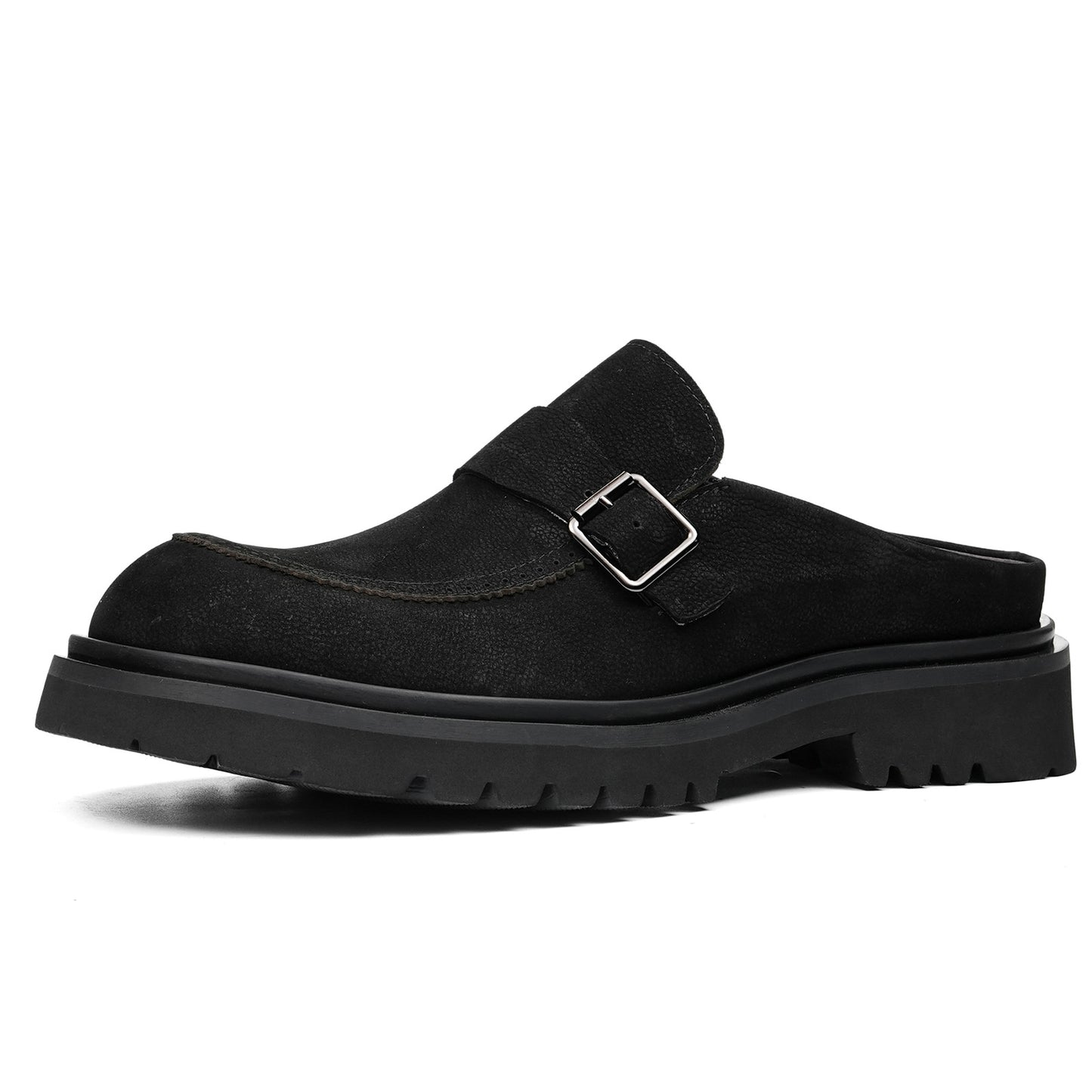 Men's Mule: Gradient Toe Buckle Detail & Chunky Sole