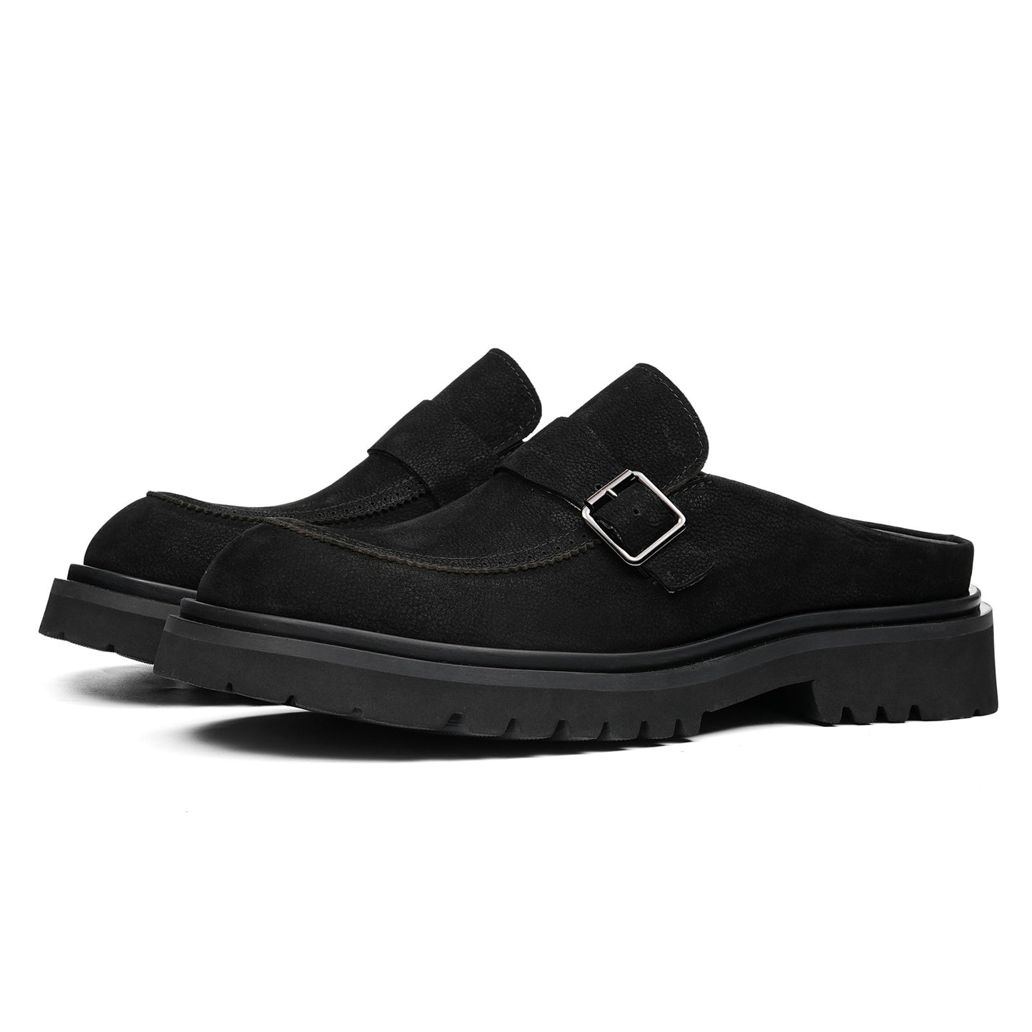 Men's Mule: Gradient Toe Buckle Detail & Chunky Sole