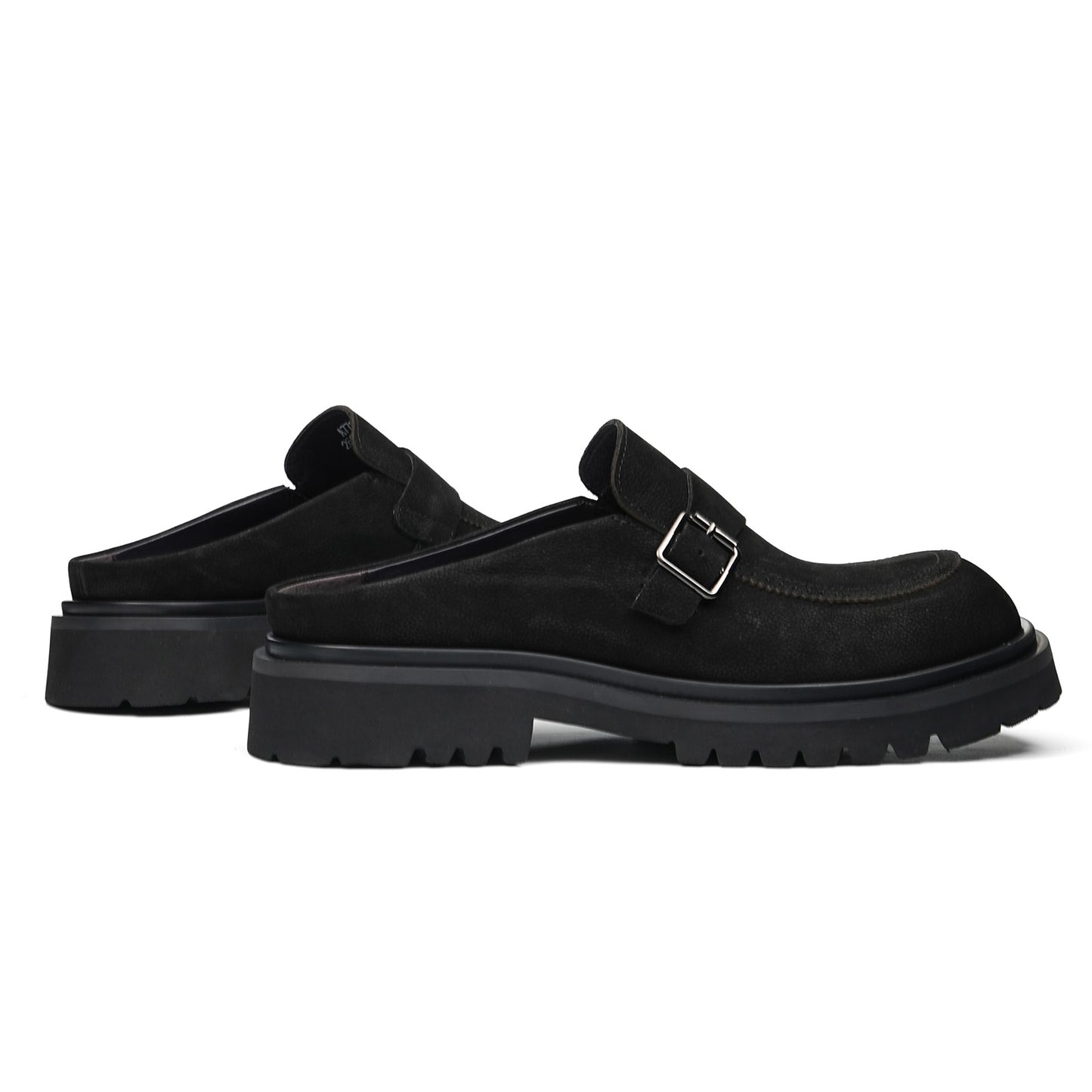 Men's Mule: Gradient Toe Buckle Detail & Chunky Sole