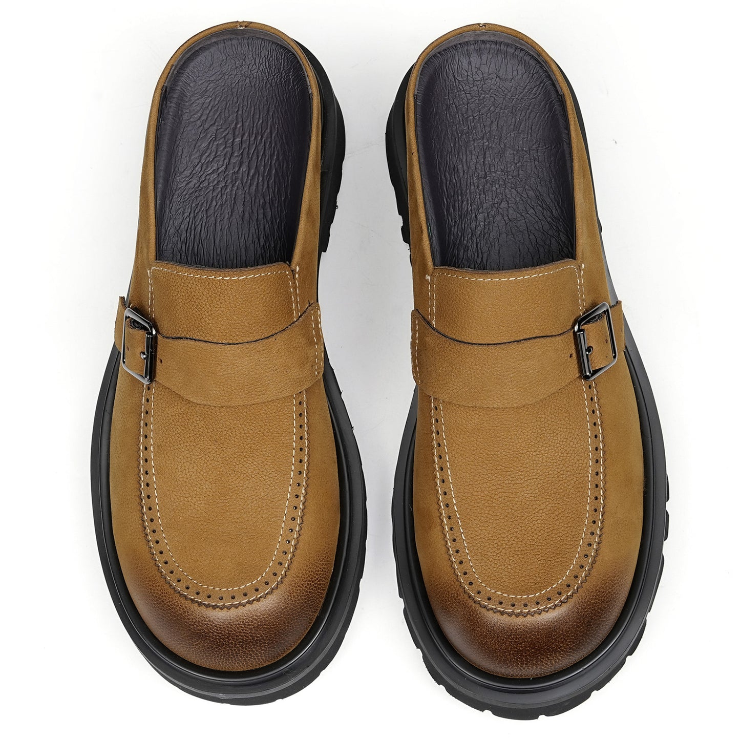 Men's Mule: Gradient Toe Buckle Detail & Chunky Sole
