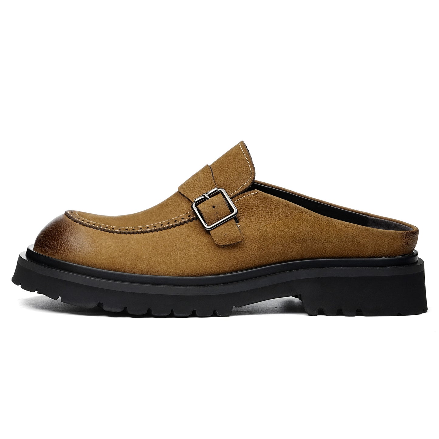 Men's Mule: Gradient Toe Buckle Detail & Chunky Sole