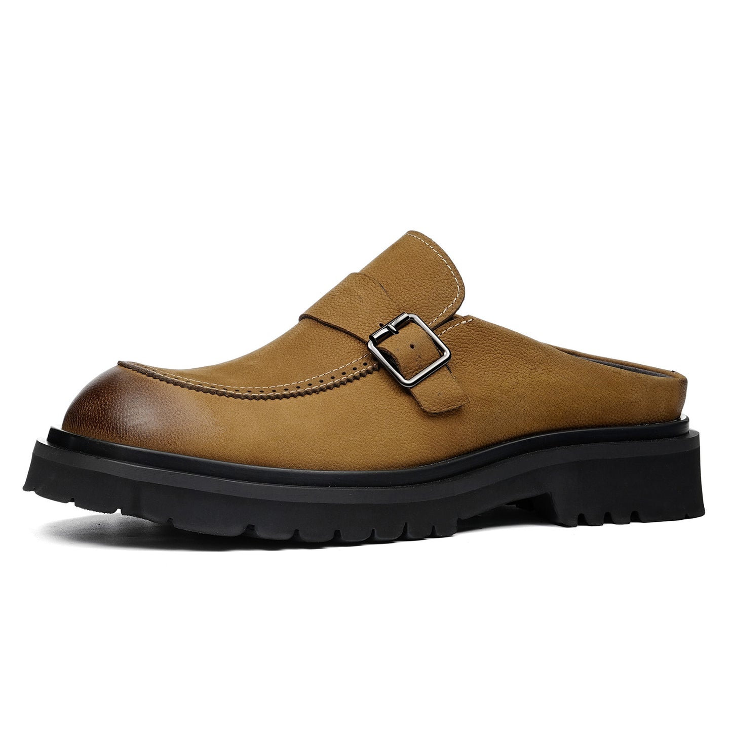 Men's Mule: Gradient Toe Buckle Detail & Chunky Sole