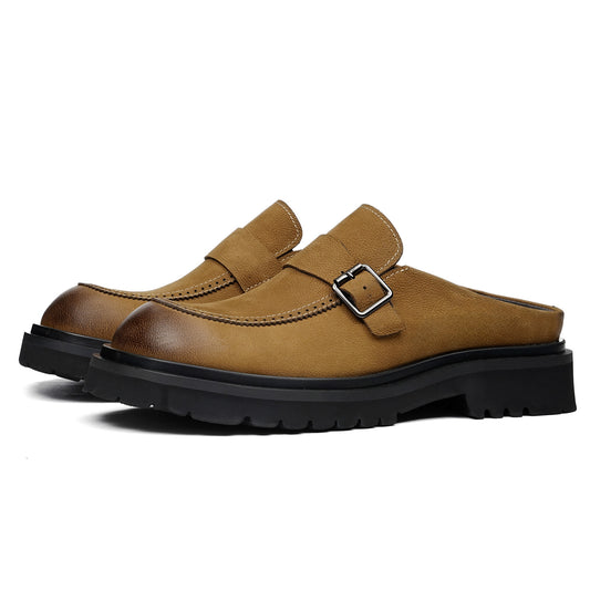 Men's Mule: Gradient Toe Buckle Detail & Chunky Sole