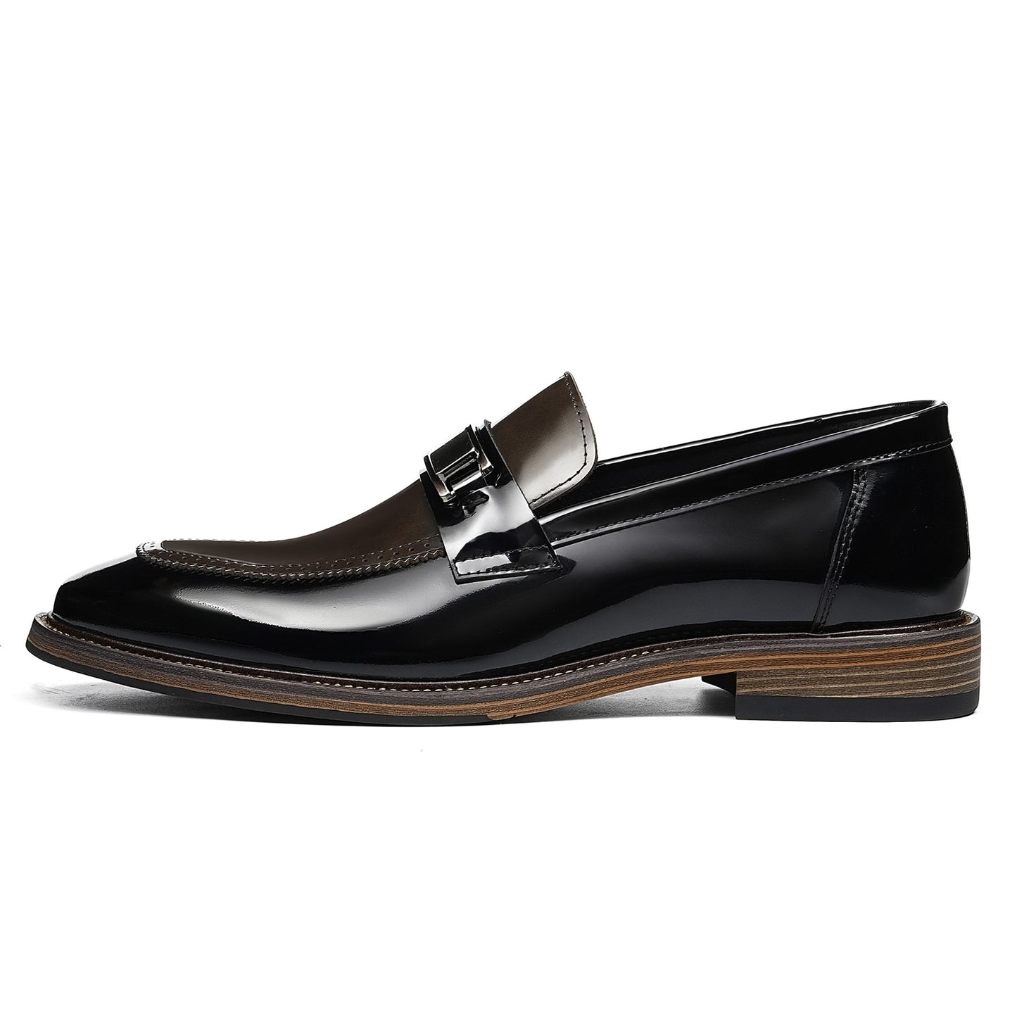 Men's Penny Loafers | Polished Buckle & Classic Moc-Toe Design Two-Tone Leather