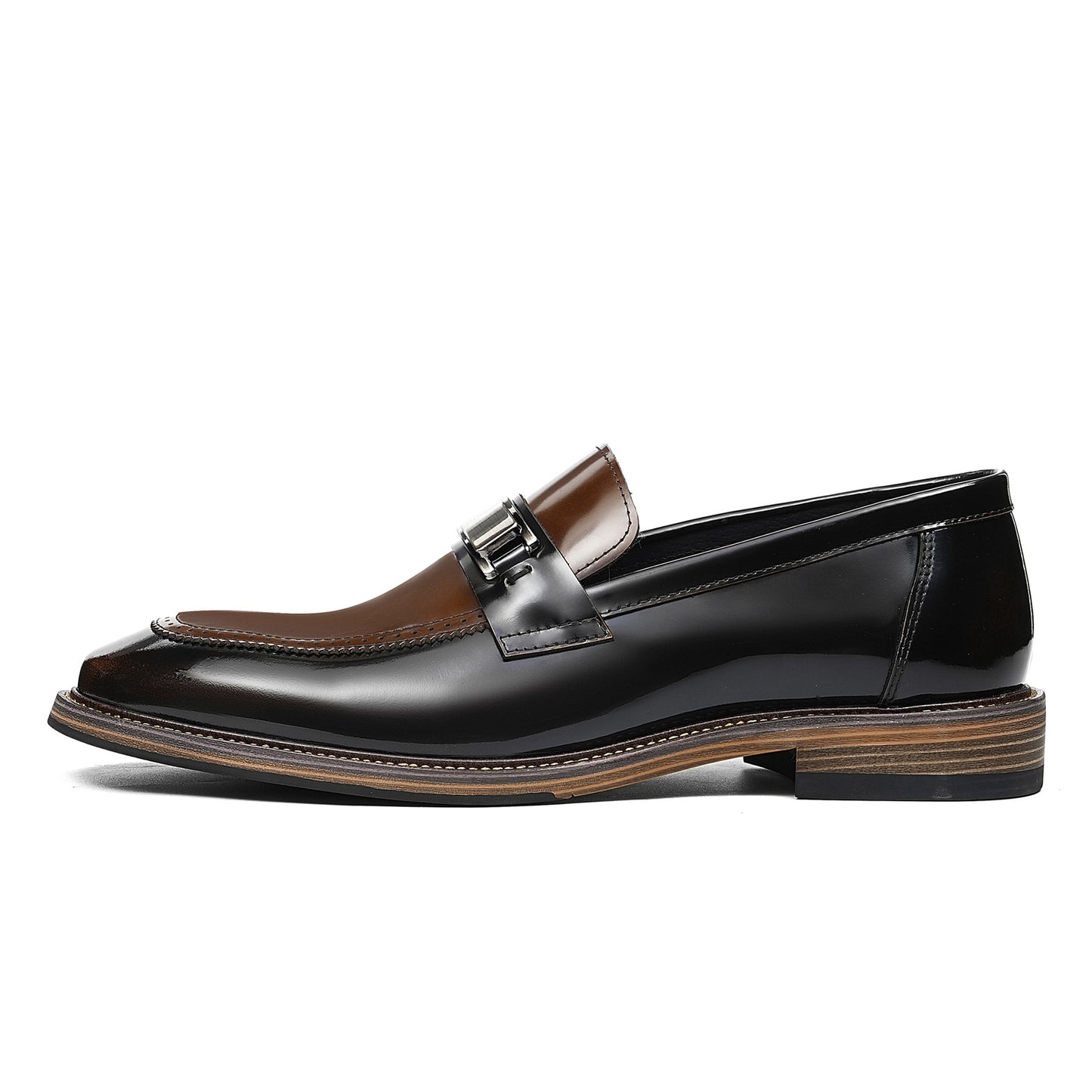 Men's Penny Loafers | Polished Buckle & Classic Moc-Toe Design Two-Tone Leather