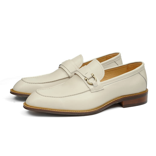 Men's Loafers with a Defining Buckle and Architectural Stitching