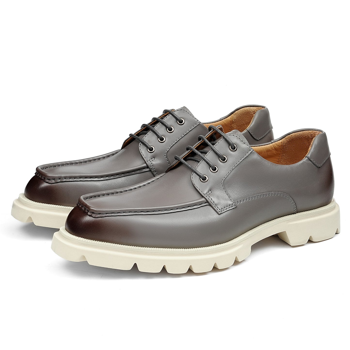 Men's Derby Shoes: Moc-Toe Design Casual Chunky Sole