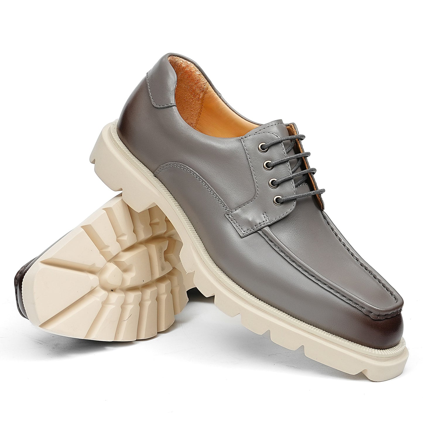 Men's Derby Shoes: Moc-Toe Design Casual Chunky Sole