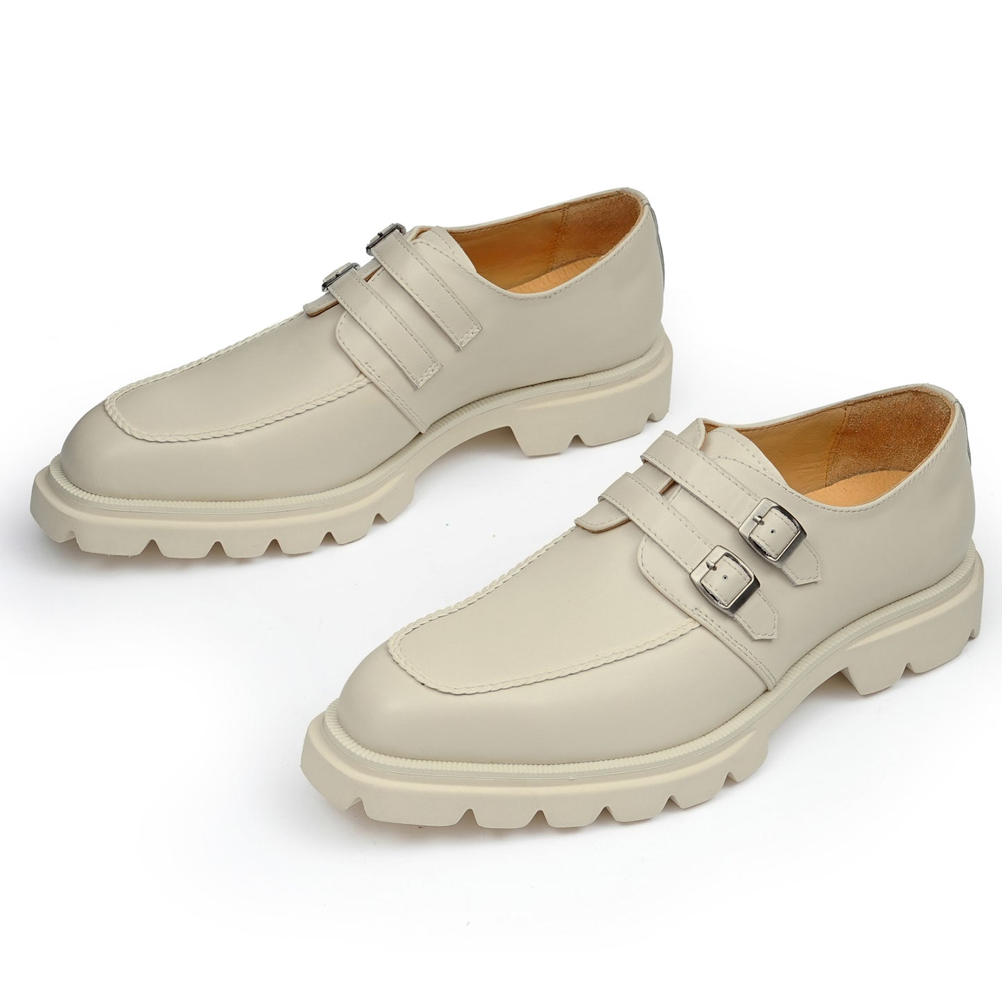 Men's Monk Strap Shoes: Architectural Double-Buckle & Bold Sole