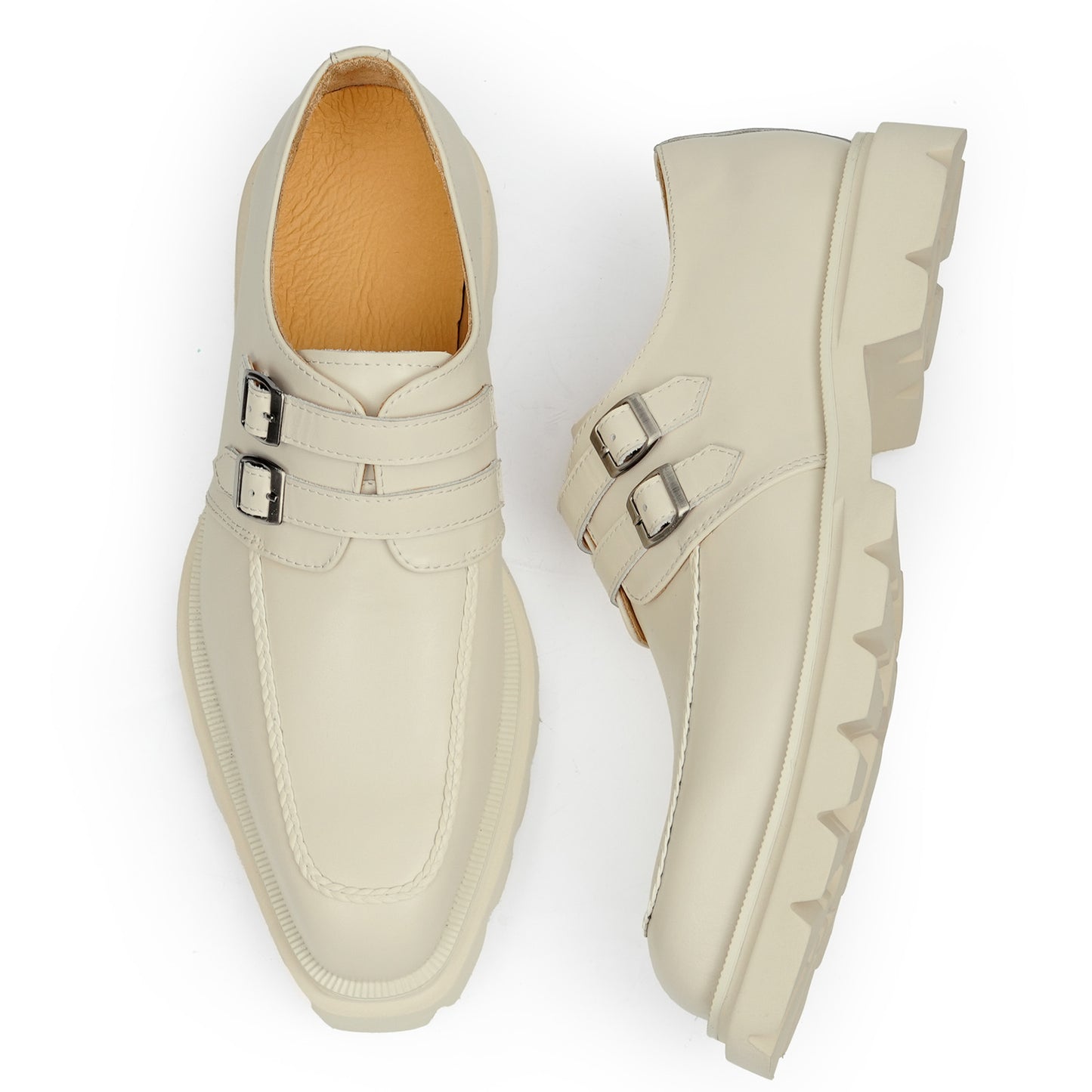 Men's Monk Strap Shoes: Architectural Double-Buckle & Bold Sole