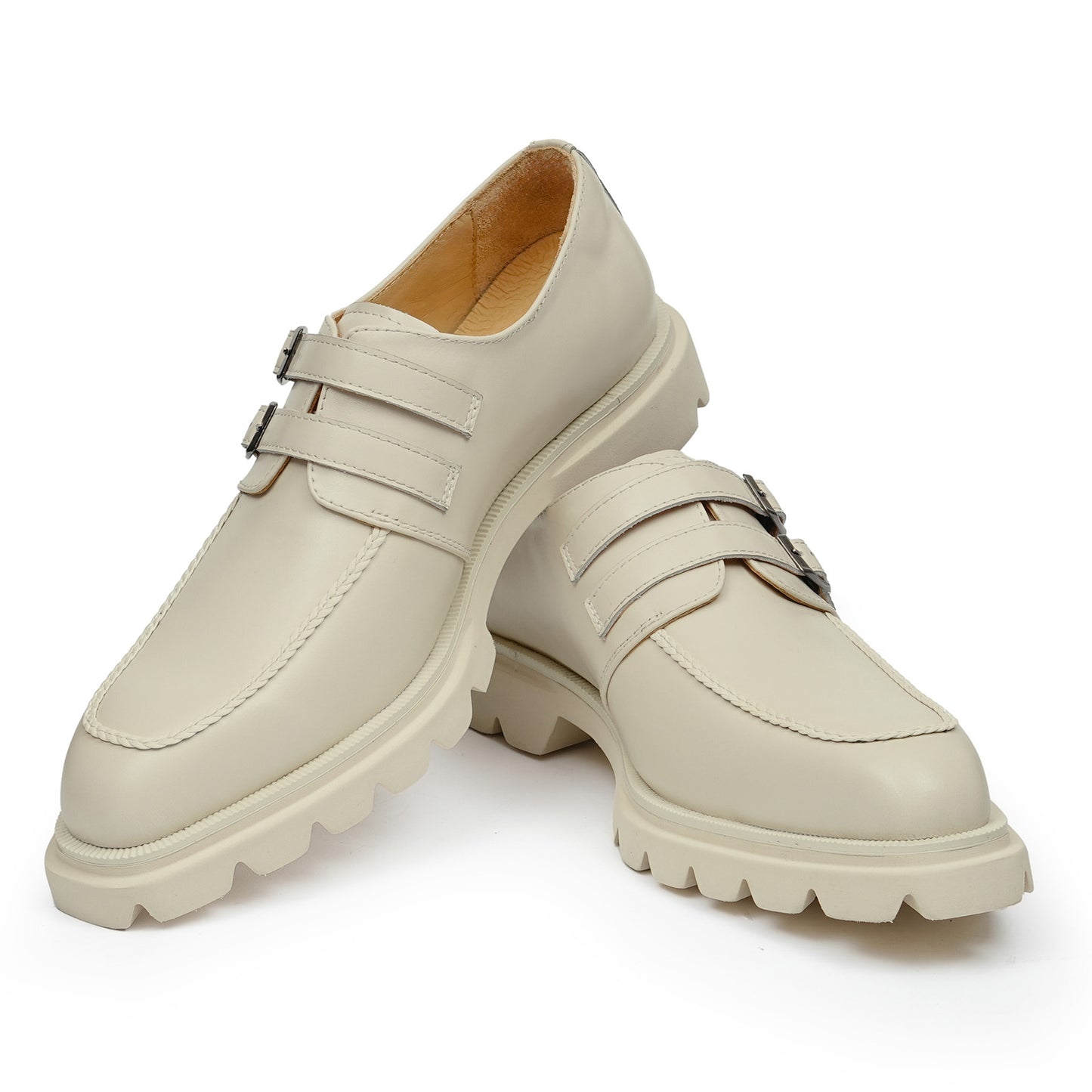 Men's Monk Strap Shoes: Architectural Double-Buckle & Bold Sole