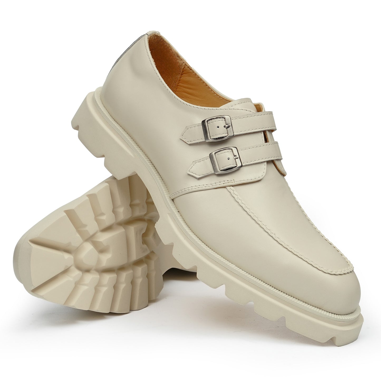 Men's Monk Strap Shoes: Architectural Double-Buckle & Bold Sole
