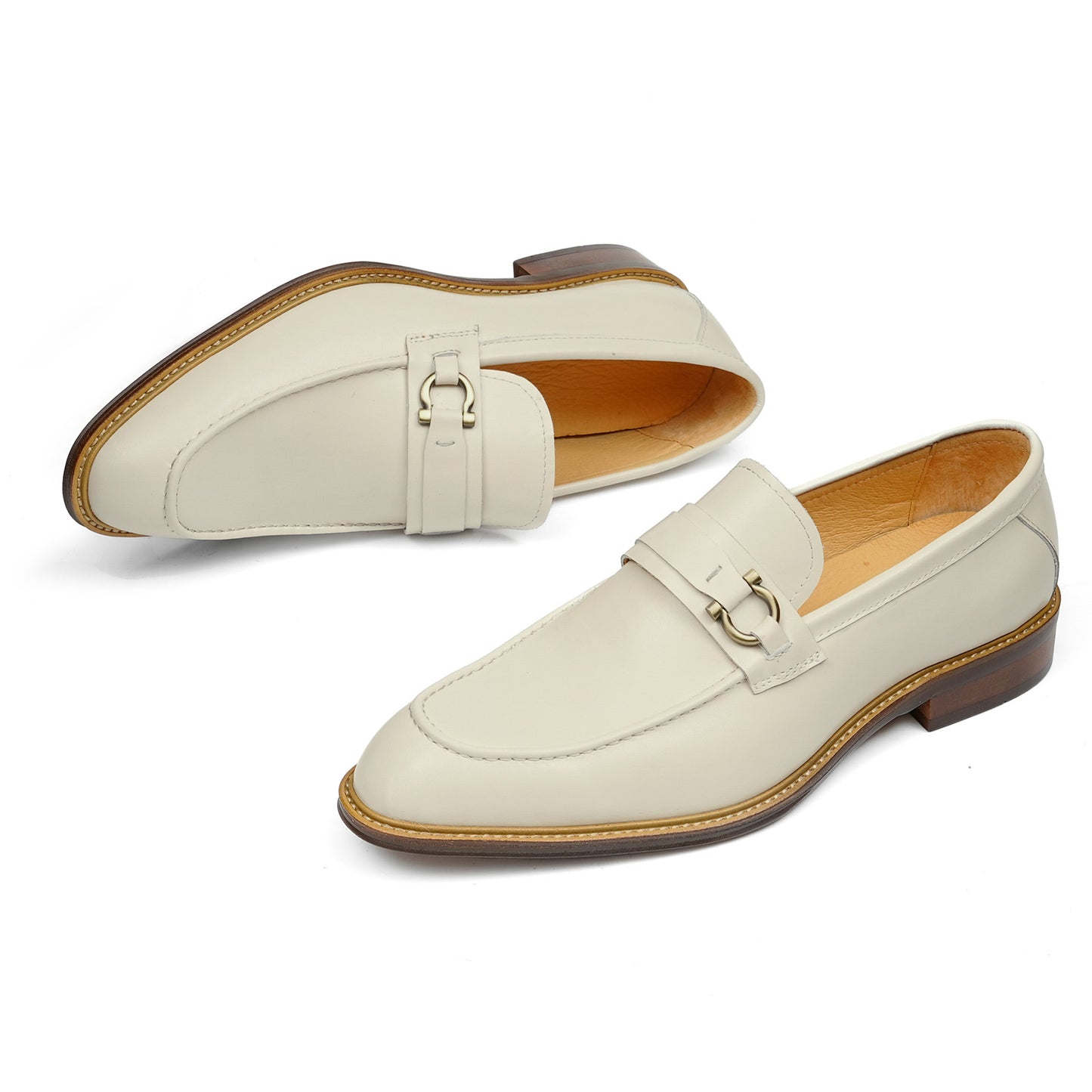 Men's Loafers with a Defining Buckle and Architectural Stitching