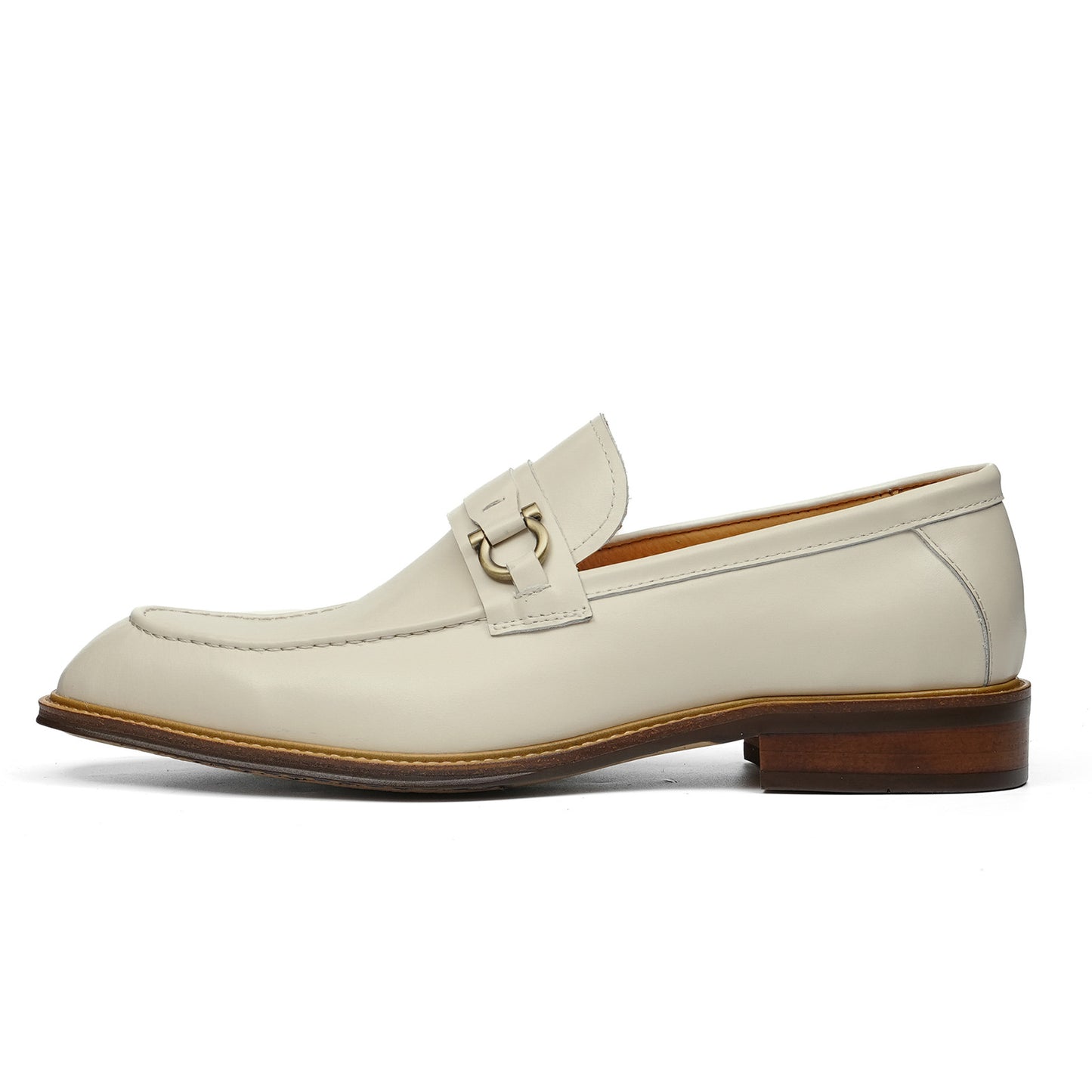 Men's Loafers with a Defining Buckle and Architectural Stitching