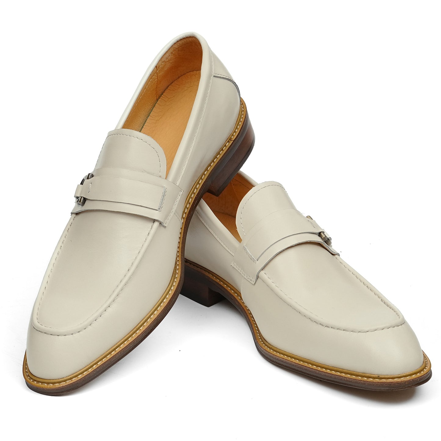 Men's Loafers with a Defining Buckle and Architectural Stitching