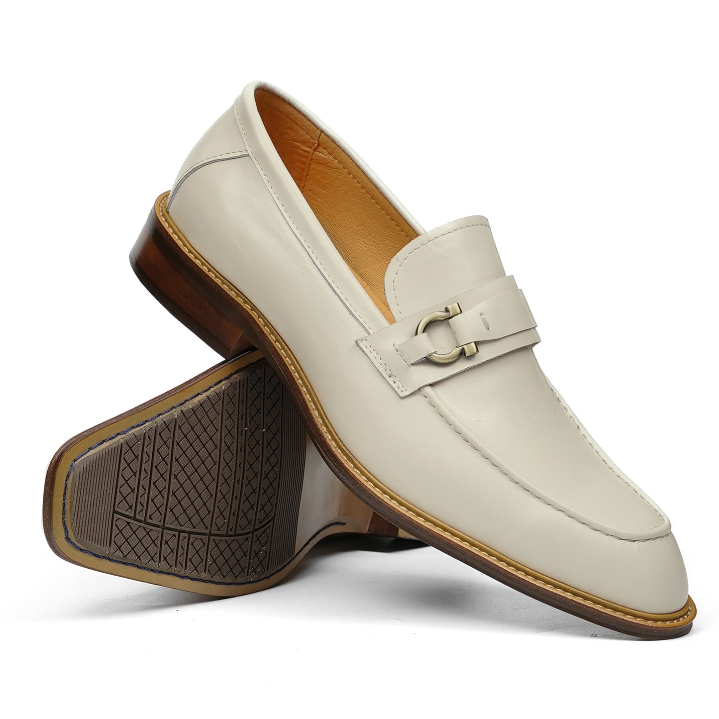 Men's Loafers with a Defining Buckle and Architectural Stitching