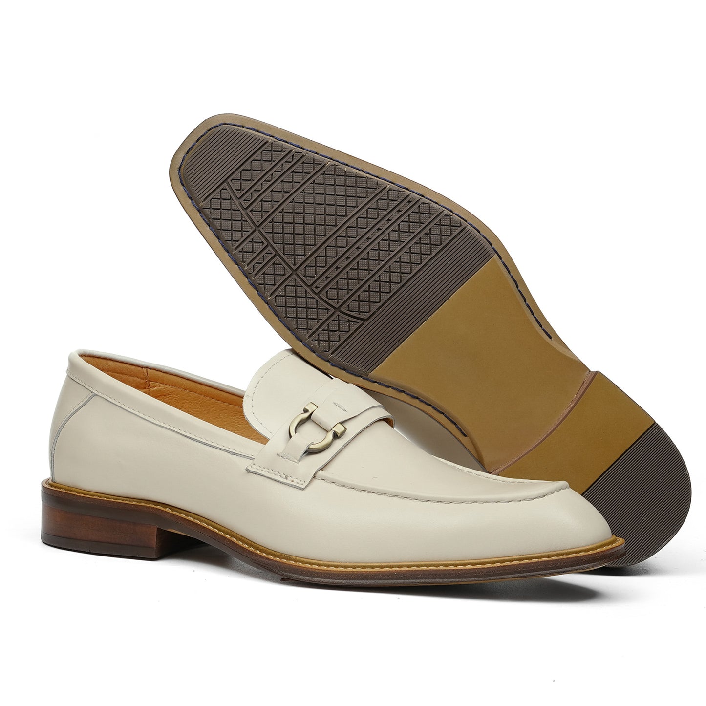 Men's Loafers with a Defining Buckle and Architectural Stitching