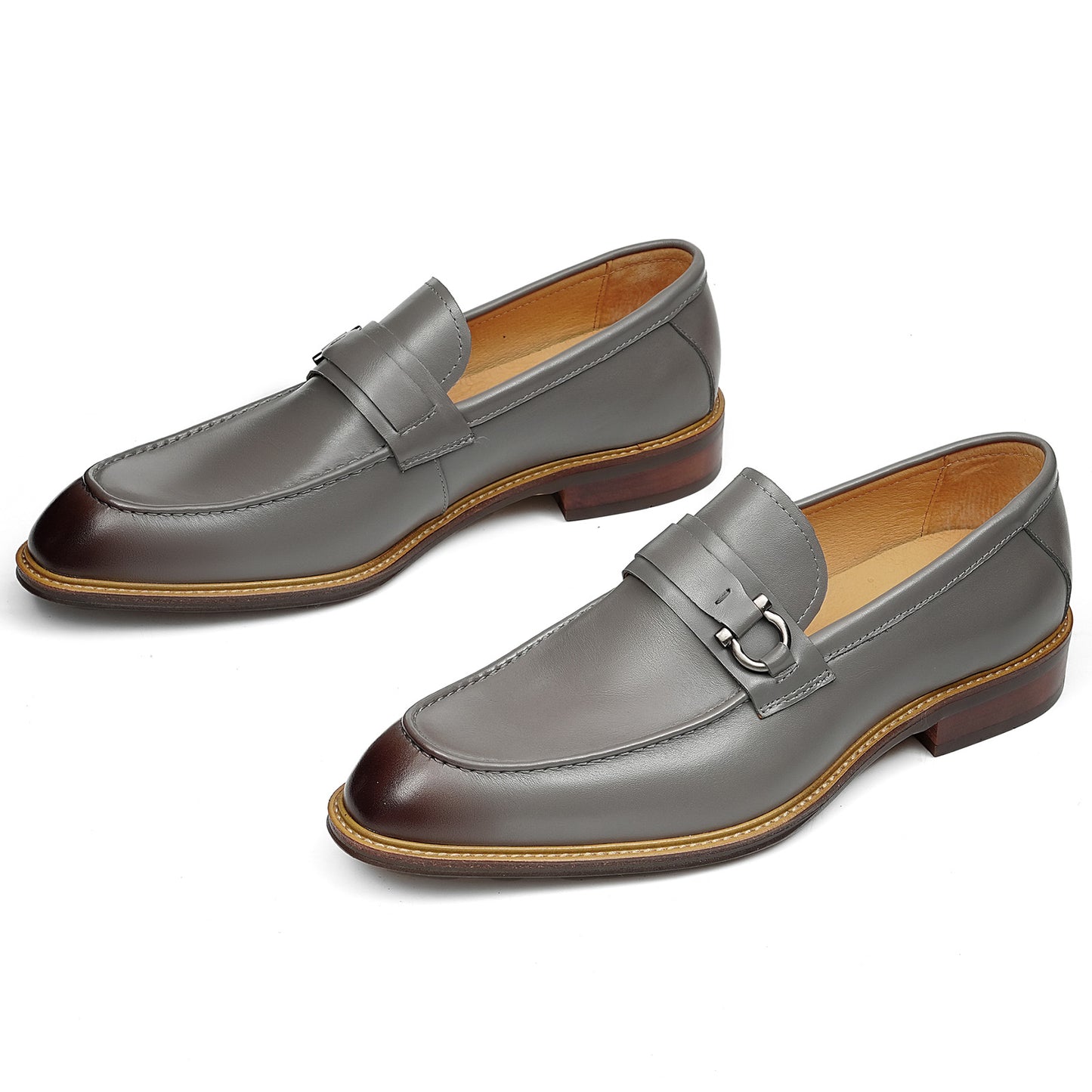 Men's Loafers with a Defining Buckle and Architectural Stitching