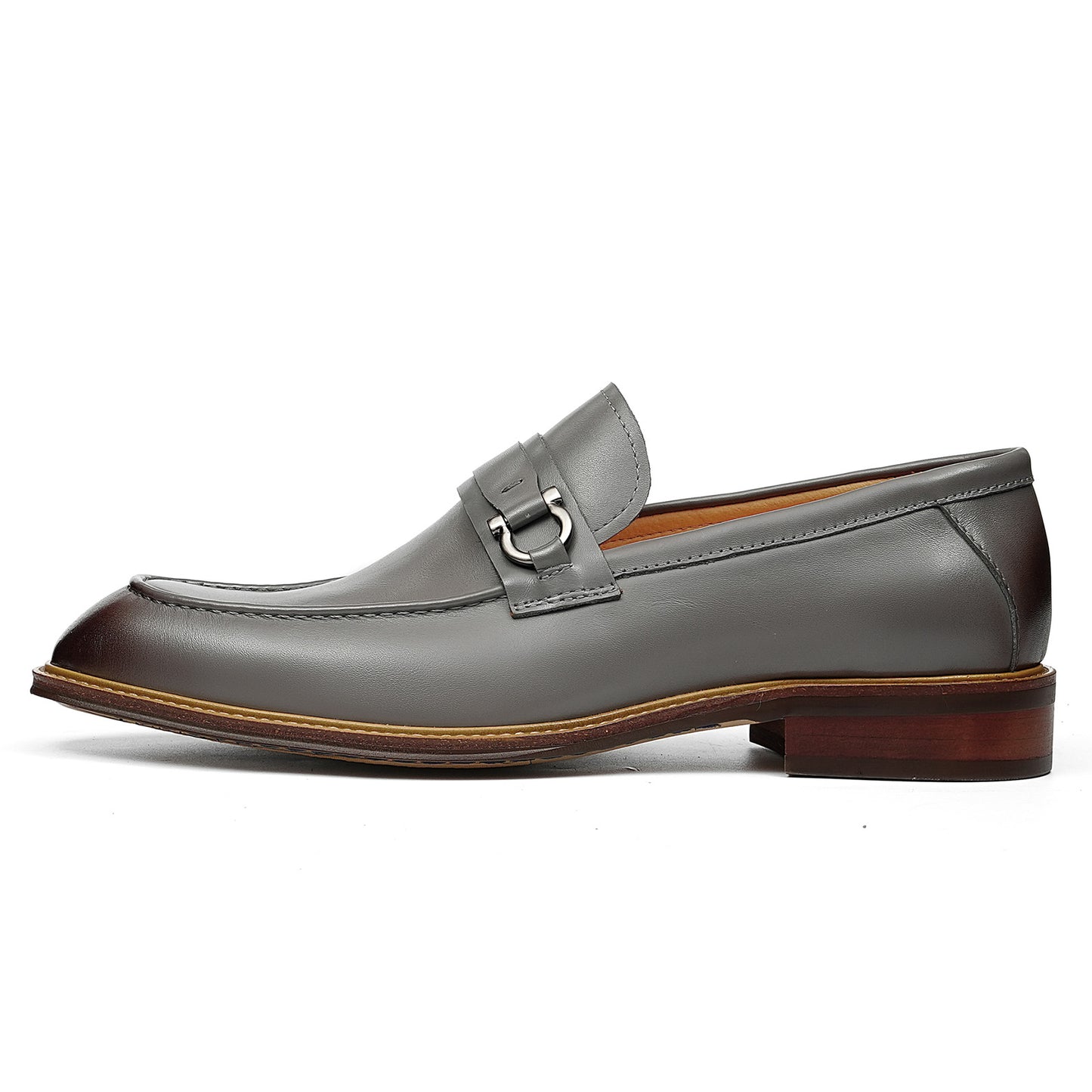 Men's Loafers with a Defining Buckle and Architectural Stitching