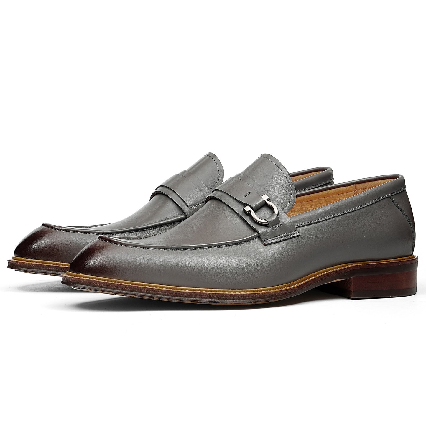 Men's Loafers with a Defining Buckle and Architectural Stitching