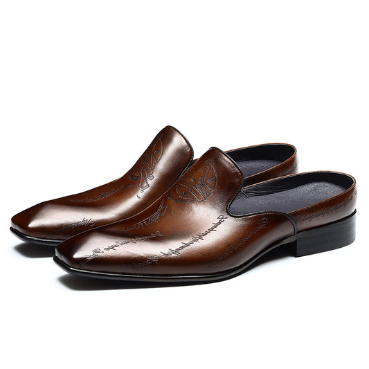 Calf Leather Slipper Scritto Pattern