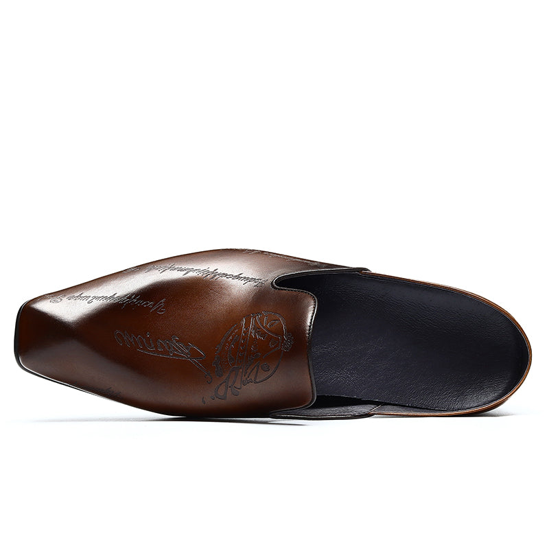 Calf Leather Slipper Scritto Pattern