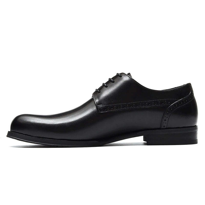Men's Classic Derby Shoes Polished Leather & Decorative Stitching