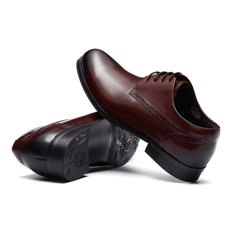 Men's Classic Derby Shoes Polished Leather & Decorative Stitching