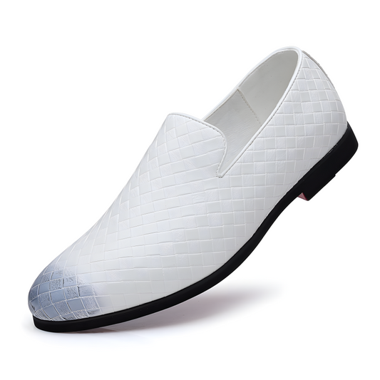 Men’s Loafers Woven Leather Slip-On Shoes