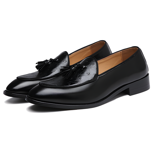 Men’s Tassel Loafers Ostrich-Embossed
